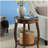 Walnut Round Side Table with Bottom Shelf