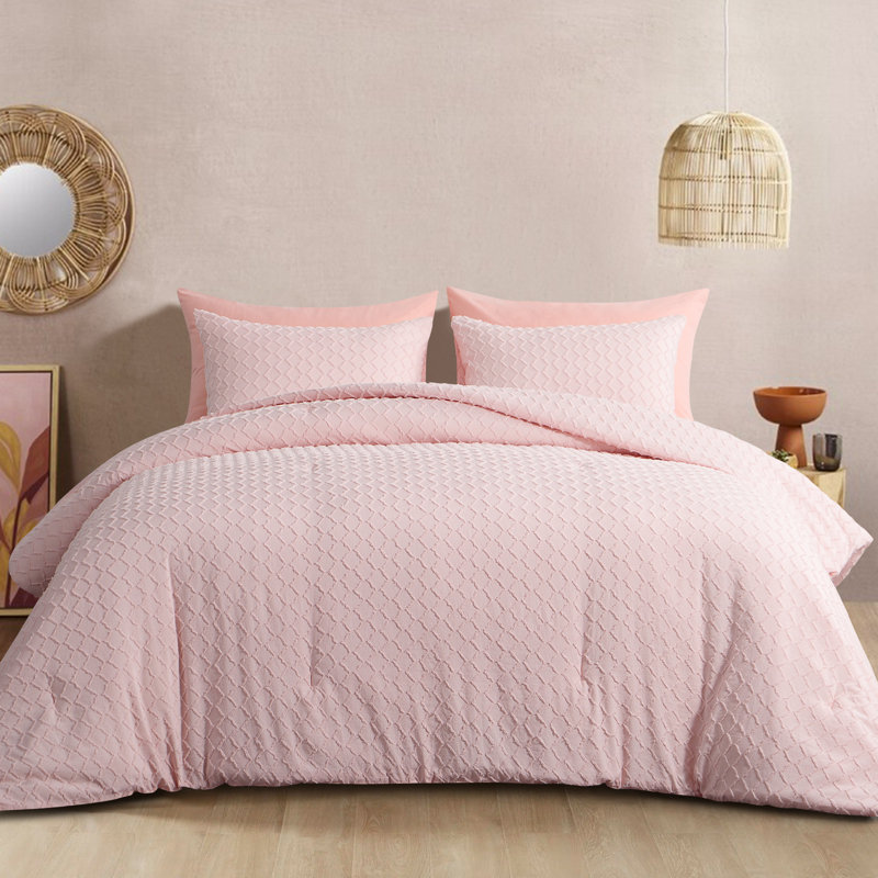 Suniya Jacquard & Tufted Comforter Set, Twin Comforter + 1 Standard Sham, Pink