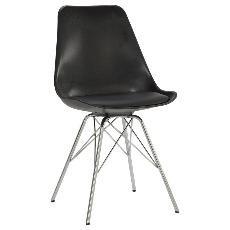 Ensemble de chaises noires et chromées rembourrées (ensemble de 2)