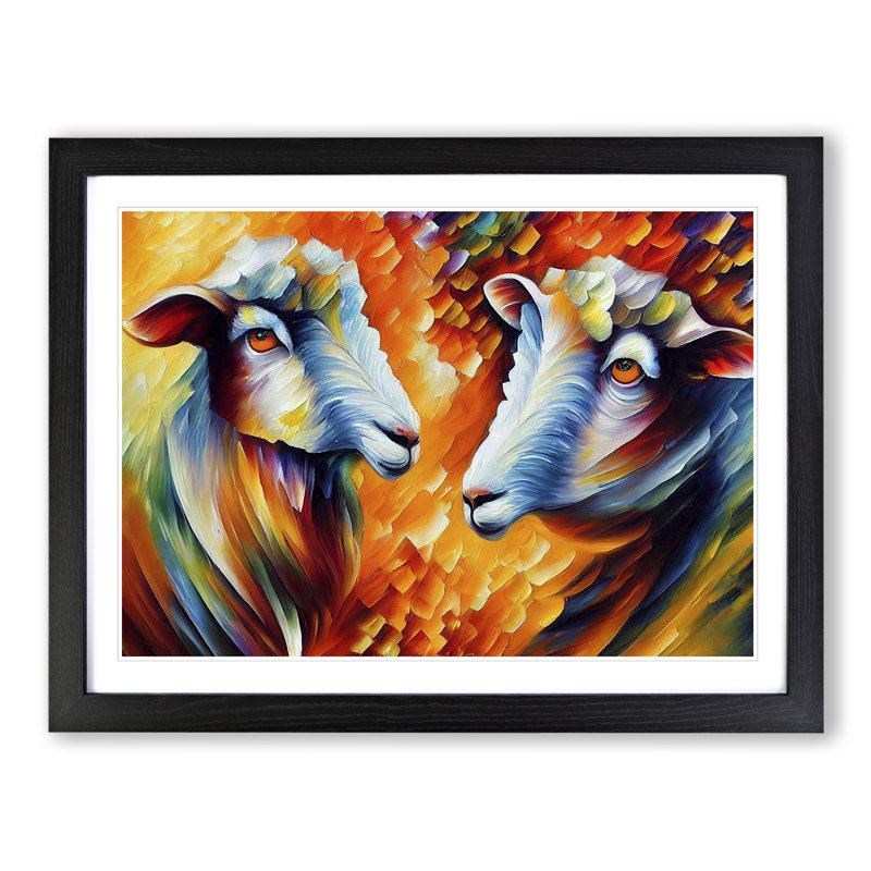 Sheep Painting Vol.1 Abstract - Framed Print, Black, 25cm H x 34cm W x 2cm D
