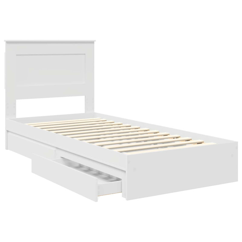  Bed Frame With Drawer Sonoma Oak 75 X 190 Cm Engineered Wood, Small Single (2'6), White