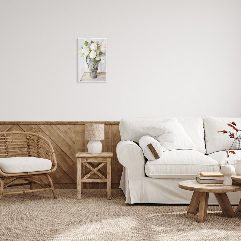 «White Hydrangea Pitcher» par Stellar Design Studio - impression d'art graphique, H 19 po x l 13 po