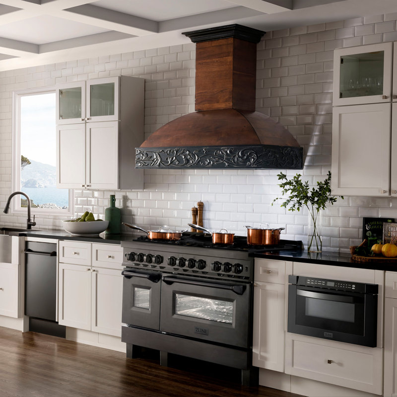 ZLINE 48" Legacy Dual Fuel Range w/ 6 Brass Burners & 2 Ovens in Black Stainless Steel