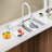 Oukaning Modern Rectangular Kitchen Sink with Single Bowl and Faucet-106895429