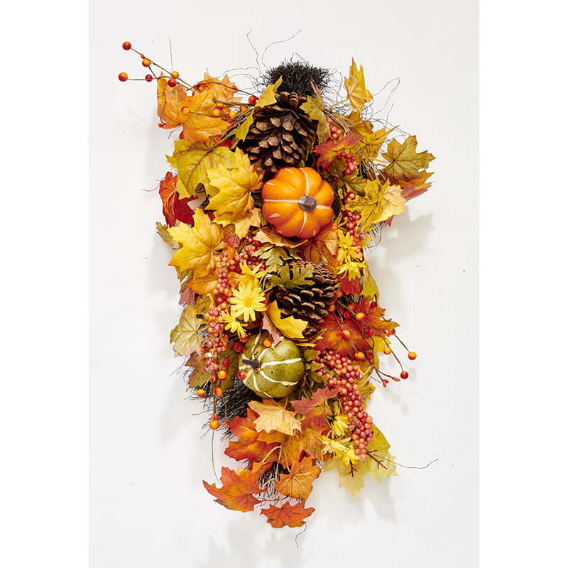 Ornement 25 pouces feuilles d'automne, citrouilles et pommes de pin