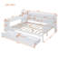 Lit de jour en bois double avec 3 tiroirs, ports USB et bureau