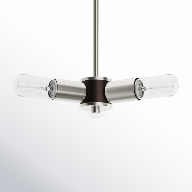 Luminaire suspendu à 3 lumières Martella, Nickel brossé