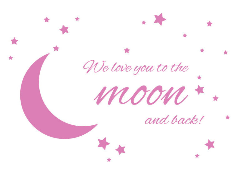 Adhésif décoratif « To the moon and back », H 24 po x l 36 po x P 0,01 po, Gomme à bulles