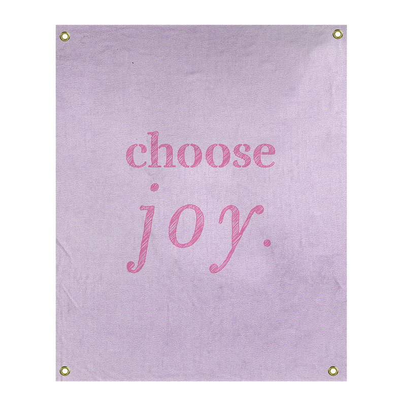 Tapisserie de polyester, choisir la joie citation, H 36 po x l 26 po, Mauve / Rose