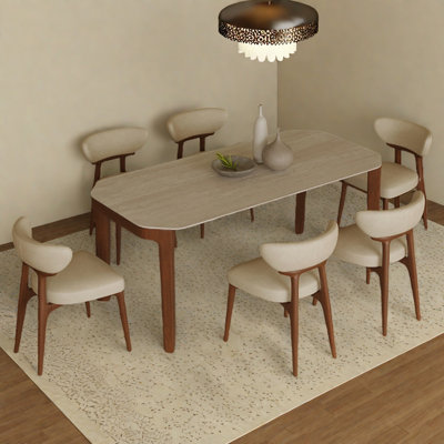 Ash wood solid wood rectangular dining table set