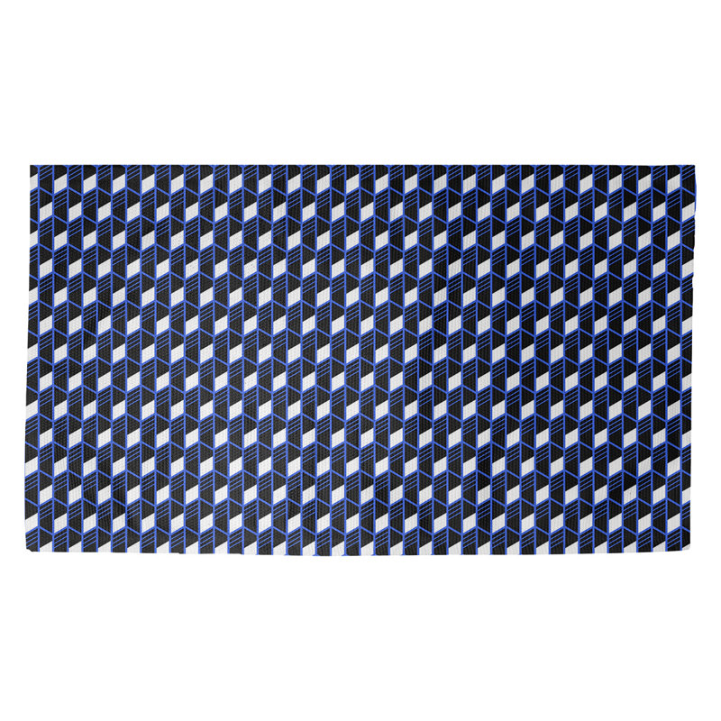 Tapis géométrique bleu/noir Avicia, Rectangle 3 pi x 5 pi 3 po