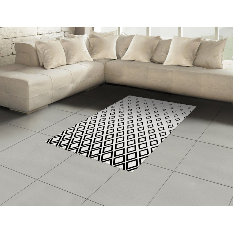 Geometric High Density Long Fiber Poly Threads Decorative Area Rug Carpet, Rectangle 4' x 5'8"