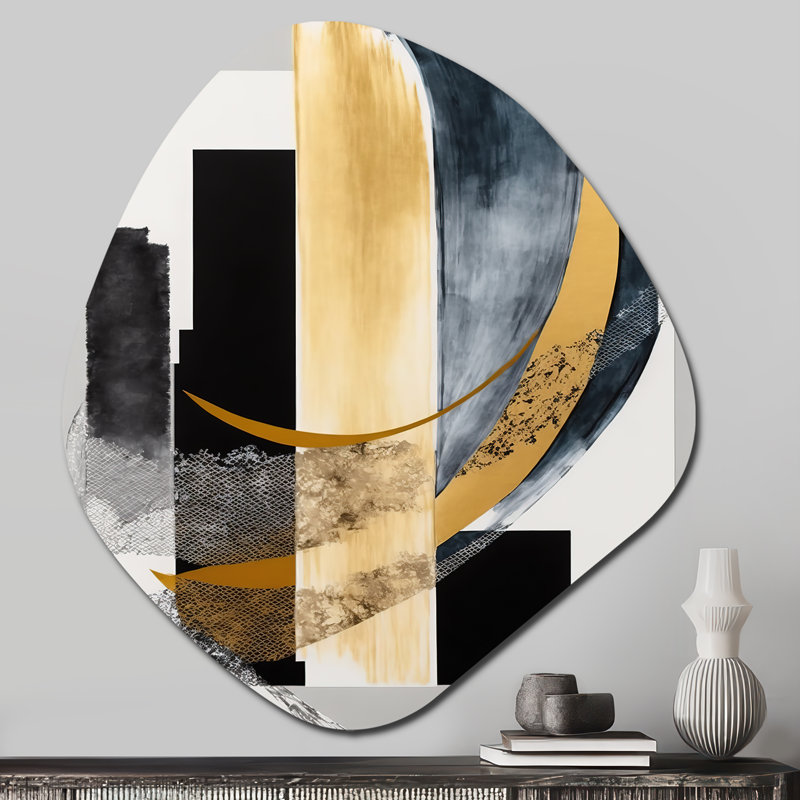 Augustina - Abstract, décoration murale asymétrique en métal, impression d'art en forme unique noire, H 28 po x l 25 po
