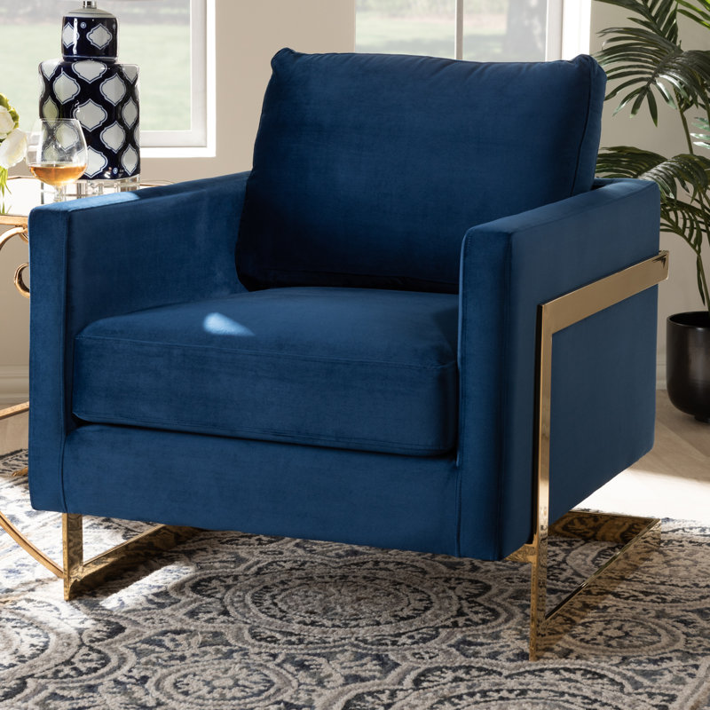 Velvet Armchair, Navy Blue