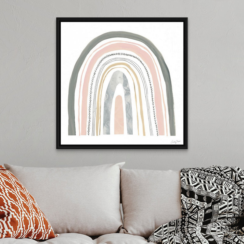 Reproduction d’art sur toile, "Boho Rainbow II" par Courtney Prahl, H 38 po x l 38 po x P 1,75 po, Cadre flottant noir