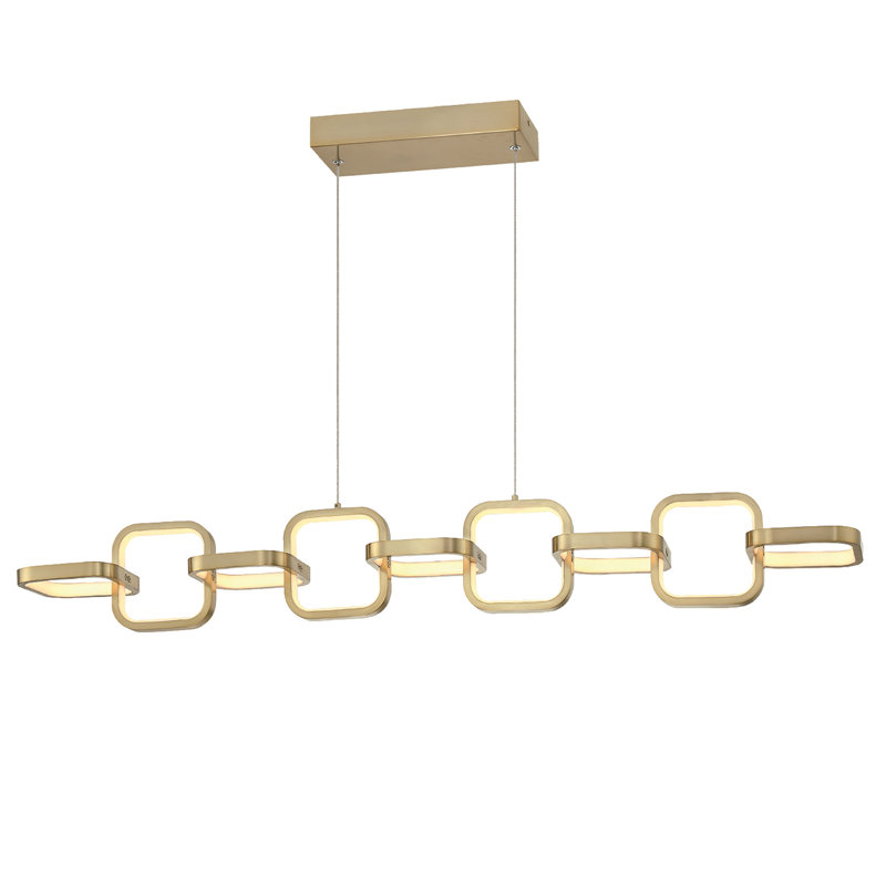 Luminaire suspendu carré à 1 lumière pour îlot de cuisine Emra, Laiton vieilli