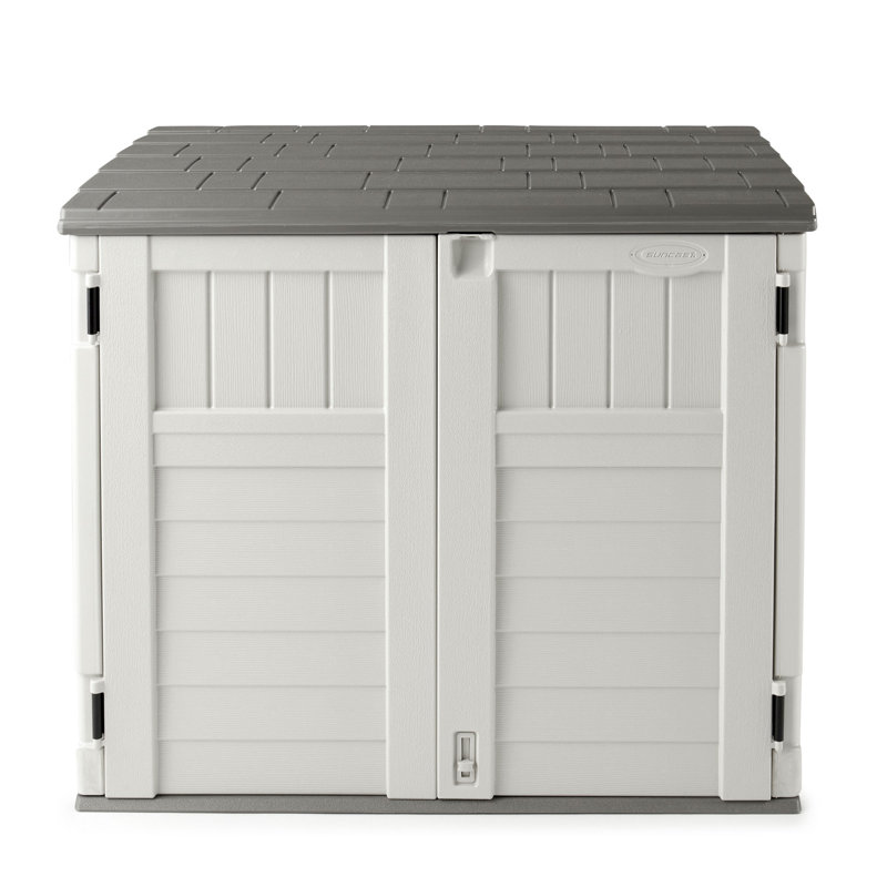 Suncast Outdoor Resin Horizontal Storage Shed, Beige/Gray