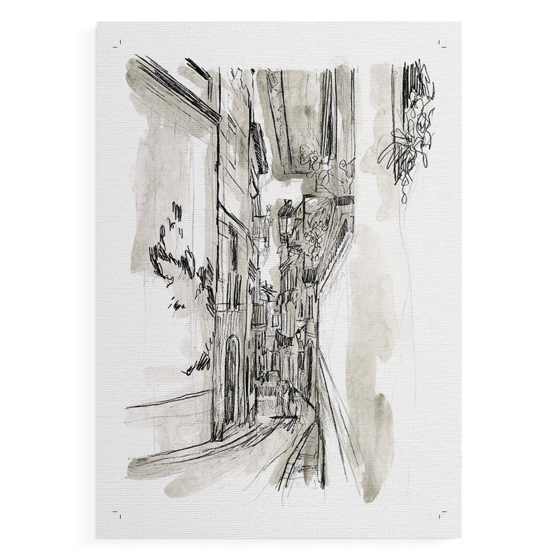 Europe Street Sketches I - Impression sur toile seulement - NON-CADRE
