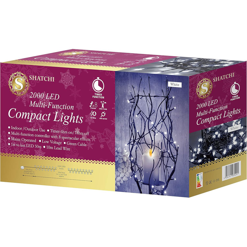 LED Indoor / Outdoor String Lights, 12cm H x 50cm L x 4cm D, Cool White
