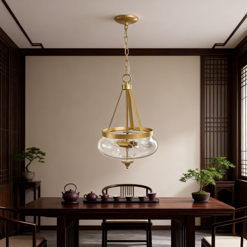 Luminaire de lustre moderne en or avec abat-jour en verre bocal à poissons, luminaire suspendu 3 lumières pour la salle à manger