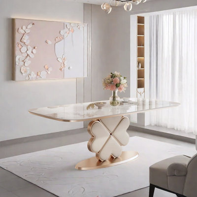 Sintered stone stainless steel dining table