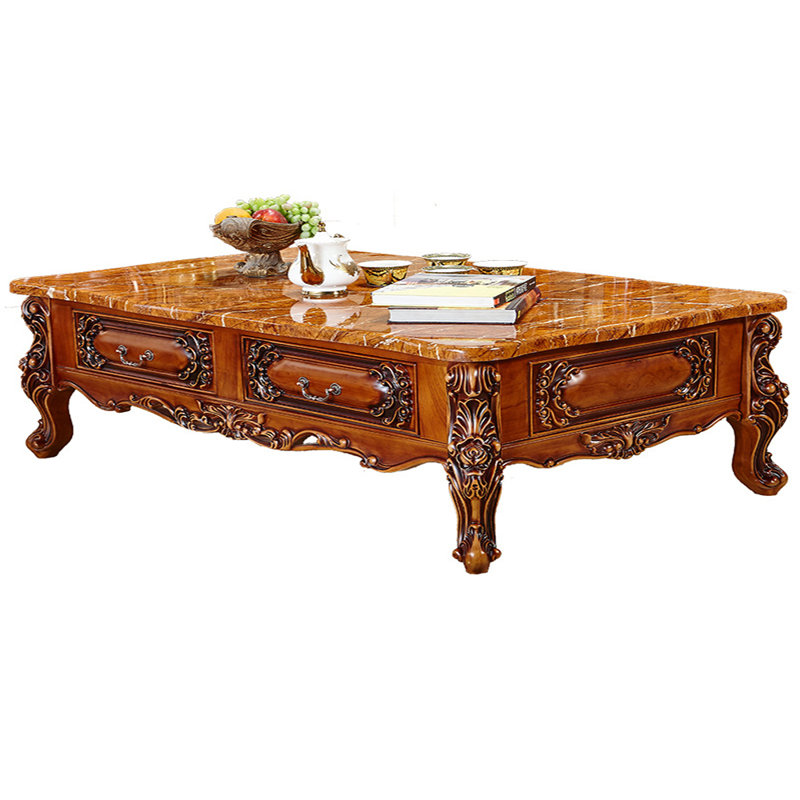 European Vintage Carved Marble Coffee Table, 20.87" H x 62.99" L x 35.43" W