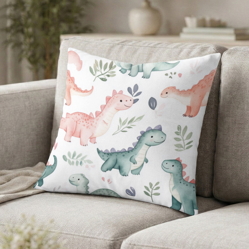 Coussin décoratif à imprimé animal - Coussin vert pour enfants, H 16 po x l 16 po