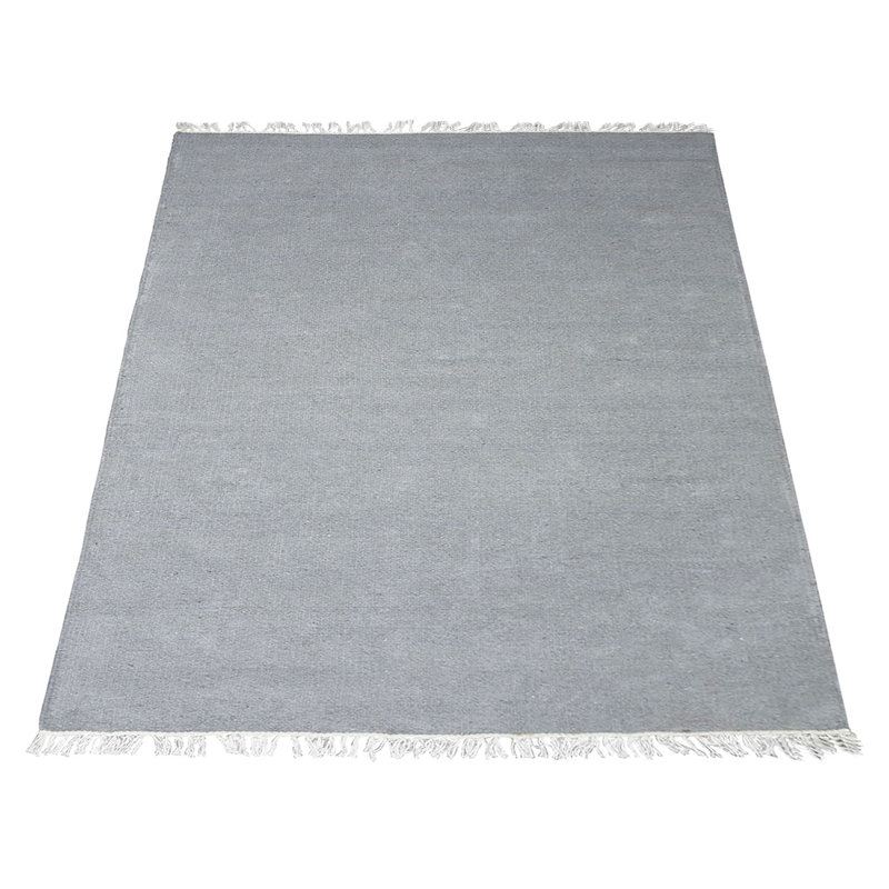 Alithea Hand Woven Flat Weave Kilim Wool Eco-Friendly Area Rugs - Rectangle, Light Silver Color, Plain Solid Design, Low Pile Handmade Area Rugs for Living Room, Bed Room