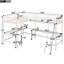 Lit mezzanine simple en bois en L avec 2 bureaux encastrés et bureaux classiques blancs