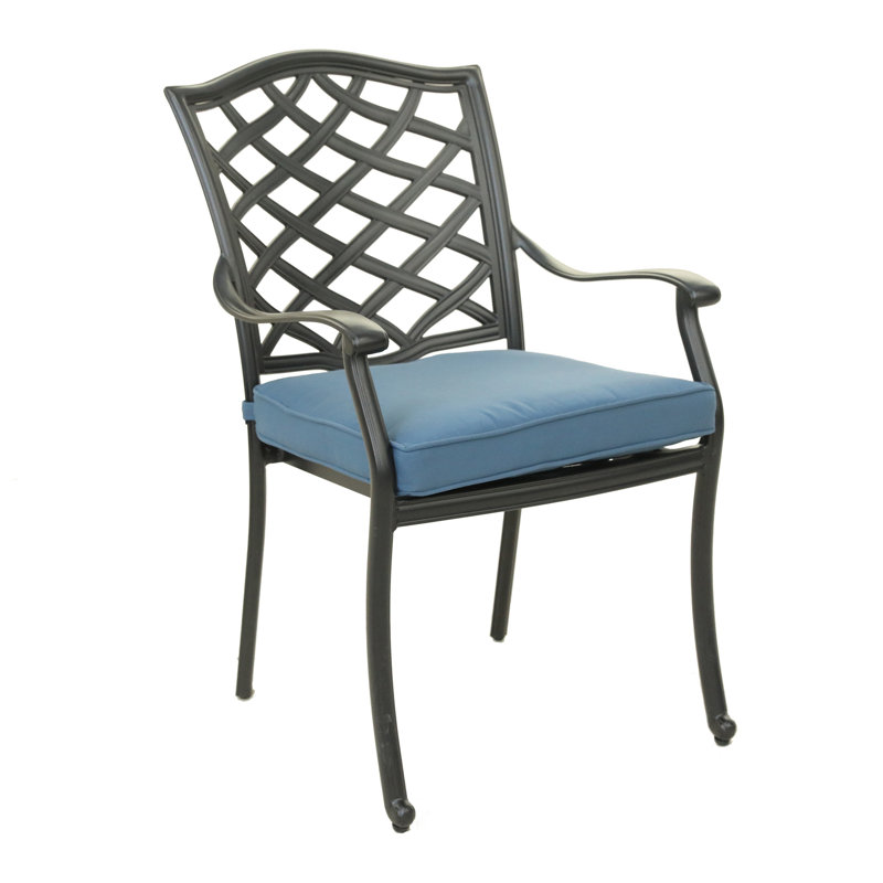 Chaise de patio Annecorinne, Espresso brun, Bleu saphir