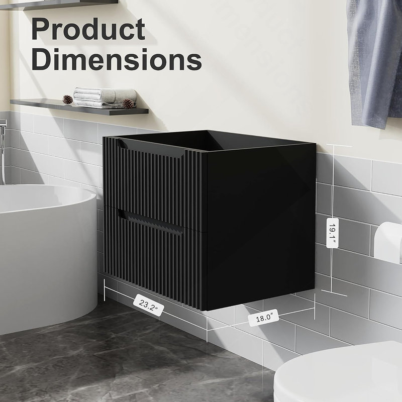 Armoire de salle de bain flottante, armoire murale pour salle de bain, Noir