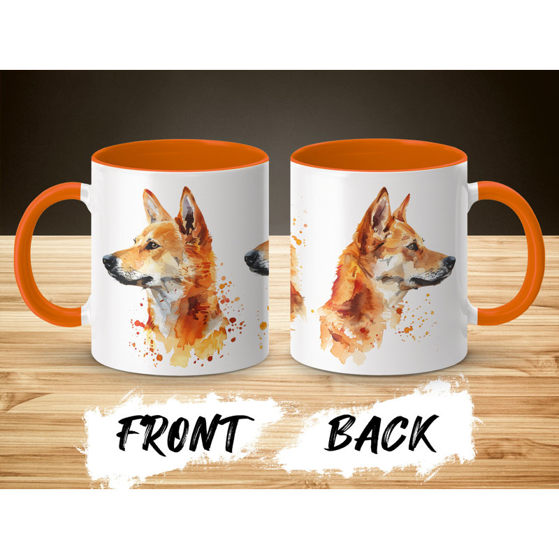 Australian Dingo Watercolor Design 11oz Coffee Mug, 2, Orange