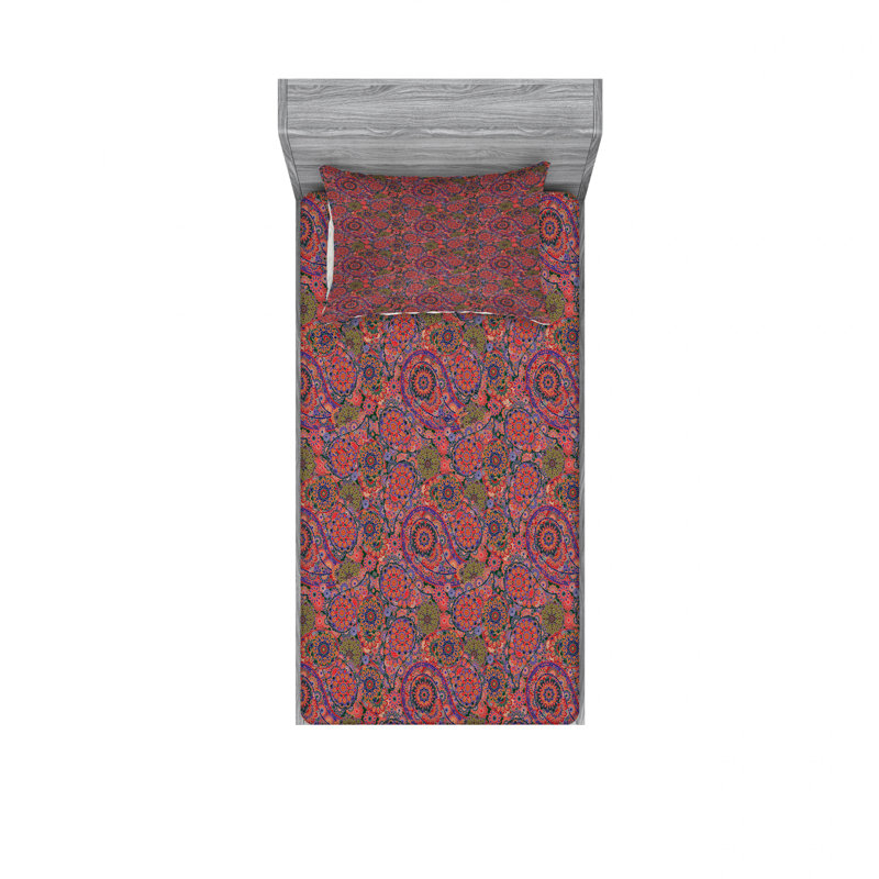 Microfiber Floral Sheet Set, Twin XL Sheet Set with 1 Pillowcase, Floral 2