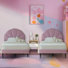 Deeb Twin Size Tufted Upholstered Flower Silhouette Headboard Platform Bed