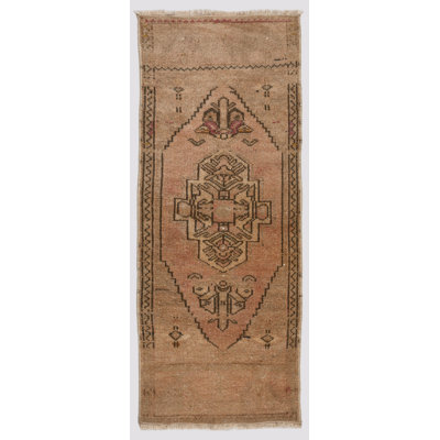 Small Hand-Knotted Wool Door Mat. Vintage Anatolian Accent Rug