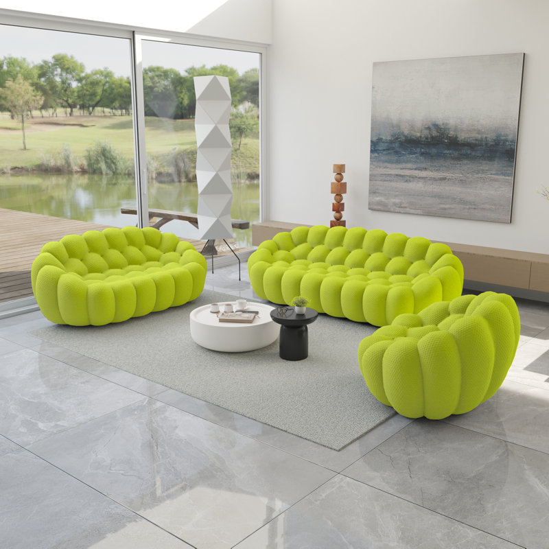 Ensemble de salon 3 pièces Kayi, Vert pastel