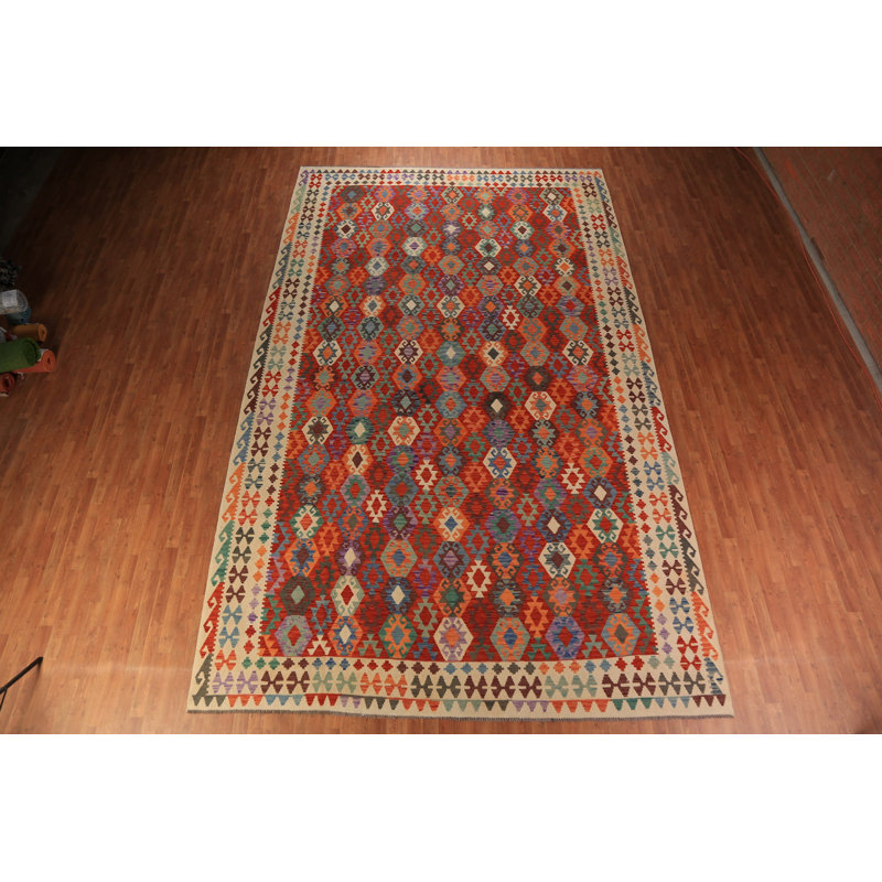 Tapis oriental à motif géométrique complet Kilim 10 x 16