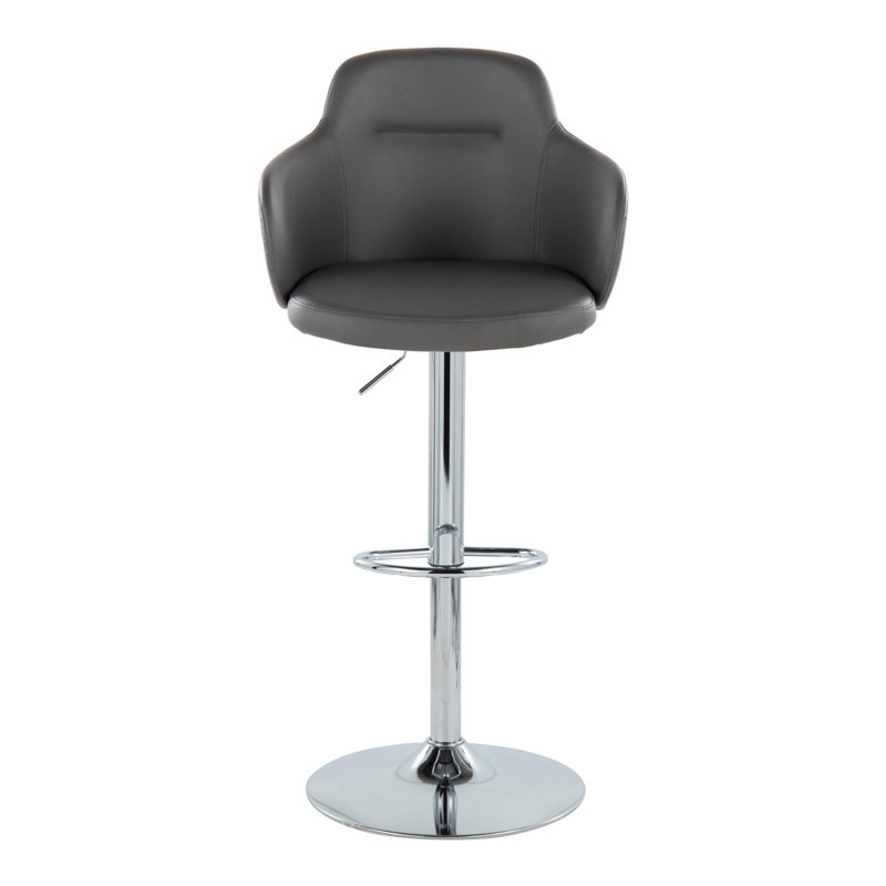 Boyne Gray Faux Leather Adjustable Swivel Bar Stool Set