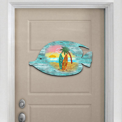 Décoration murale porte-cintres de porte décoratives en bois pêche côtière beach