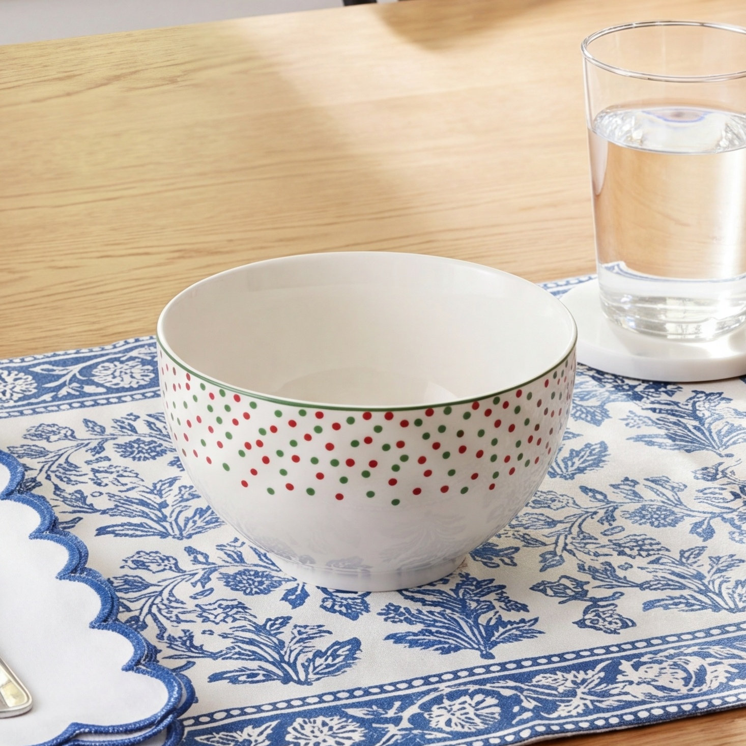 Christmas Tree Polka Dot Rice Bowl