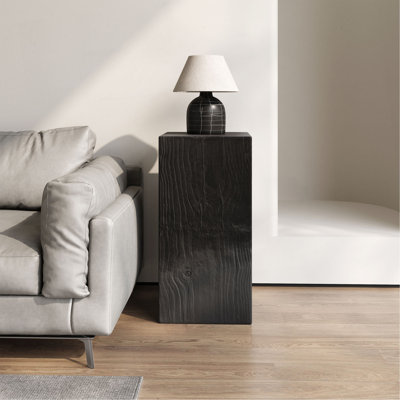 Wood-Look Square-Column MGO End Table/  H33.75"/Wood-Like Distressed Finish/ Mix With Different Heights/ Indoor Outdoor Use