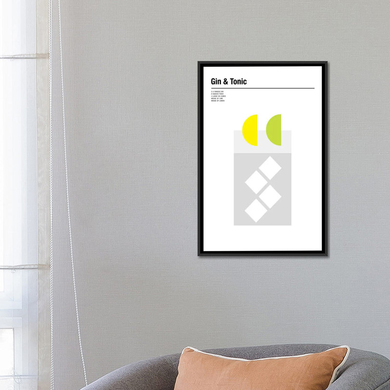 «Gin & Tonic», impression sur toile, H 26 po x l 18 po x P 1,5 po, Toile avec cadre noir, Pas de tapis