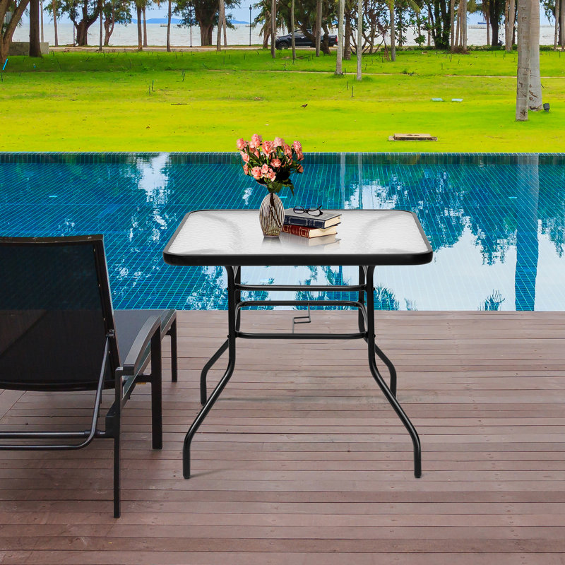 Ema-Maria Rectangular Metal Outdoor Bistro Table , 80cm W 80cm D