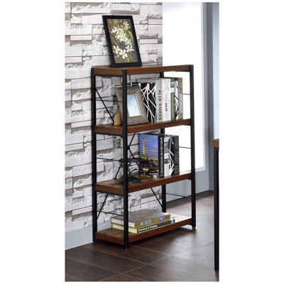 Weathered Oak And Black 3-Shelf Bookcase