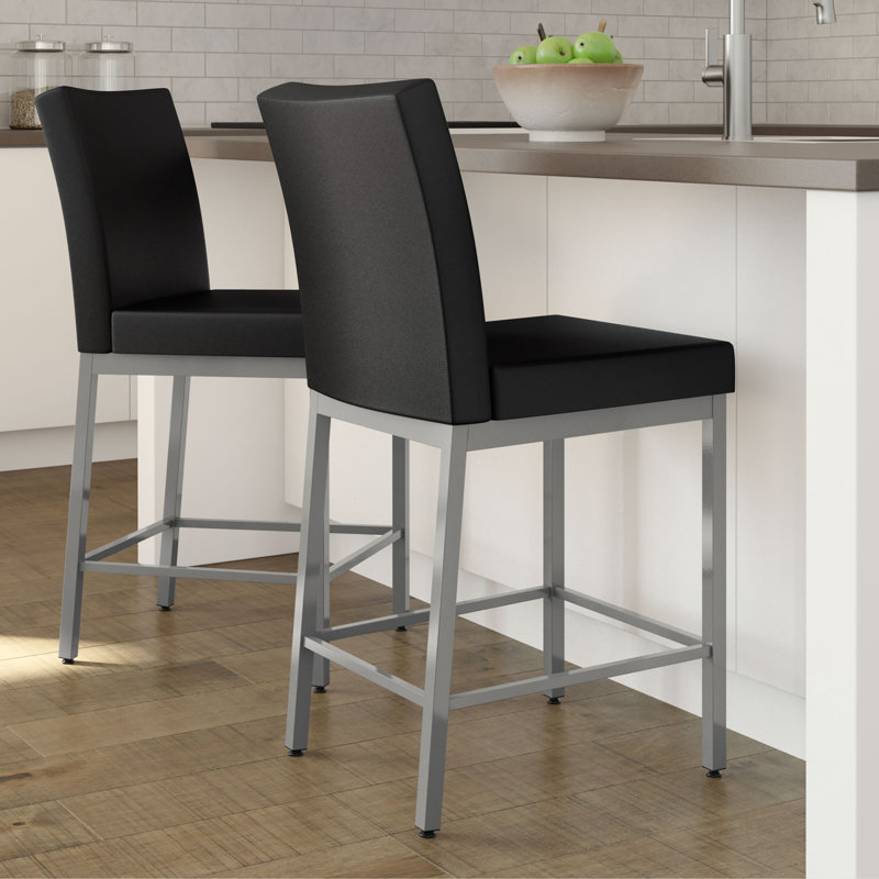 Tabouret de bar et de comptoir Driggers, Gris, Tabouret de bar (siège d'une hauteur de 30 po), Noir