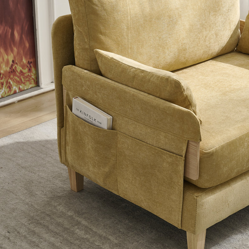 Fauteuil inclinable pliable, canapé-lit convertible 3 en 1, décor moderne Mid-Century, Yellow