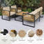 Ensemble de conversation de patio 4 pièces avec coussins en polyester résistant aux intempéries pour la détente dans la cour, la terrasse et la piscine-1123822998