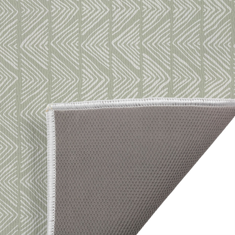 Chev Wave Stripe Outdoor Doormat, 21" W x 34" L, Light Green