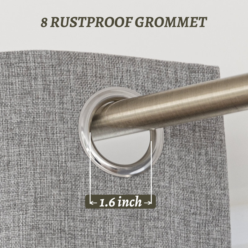 100% Blackout Thermal Insulated Polyester Curtain Pair, Gray, 52" W x 63" L