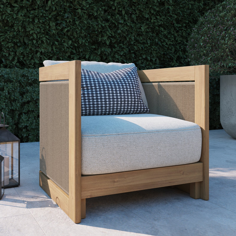 Fontaine Solid Wood Outdoor Lounge Chair with Olefin Cushions
